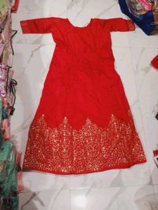 Red Anarkali Kurta with Dupatta Set