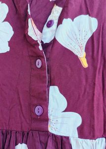 Maroon Floral Print Maxi Dress meternity dres