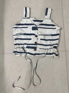 Striped Ruffle Crop Top