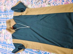 Men's Teal & Tan Quarter Zip Shirt