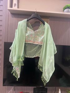 Elegant Green Embroidered Lehenga Choli Set