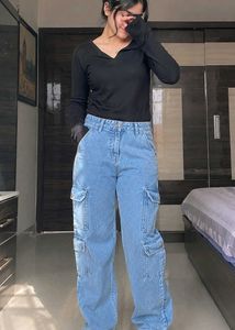 Light Wash Cargo Jeans