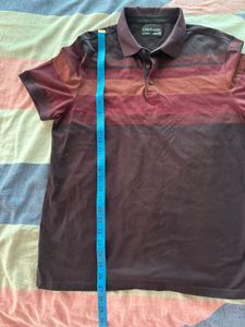 Calvin Klein - Striped Maroon Polo Shirt