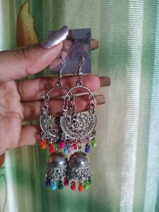 Bohemian Oxidized Silver Earrings Set