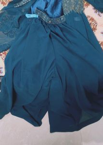 Elegant Teal Embellished Indian Outfit..