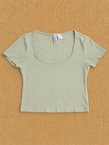 H&M Sage Green Cropped T-Shirt