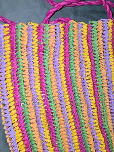Colorful Woven Beach Tote Bag