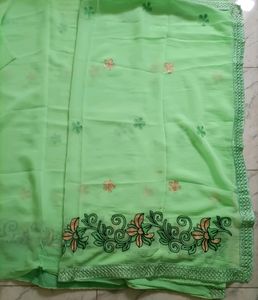 Beautiful Green Pista Colour Saree