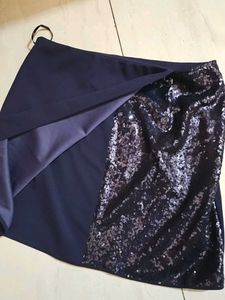 Navy Blue Sequin Skirt