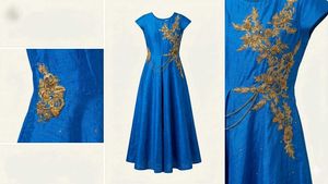 Royal Blue Embroidered Gown