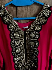 Elegant Pink Kurta with Embellishments