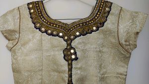 Cream Top And Blue Skirt Ethnic Wear