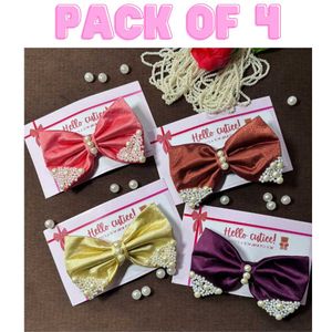 Pack of 4 Cute Pearl Embellished Hair Bows