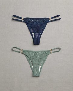 Lace Trim Thong Panty Combo