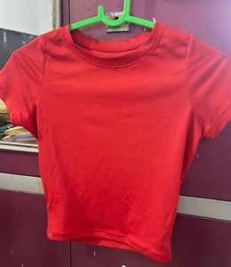 Bright Red Cropped T-Shirt