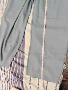 Women's Light Grey &amp; Blue Pleated Pants