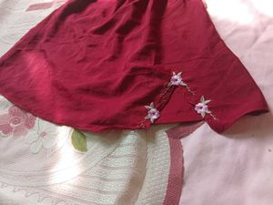 Maroon Embroidered Camisole nighty dress