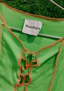 Green Long Sleeve Crop Top