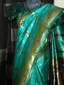 New TealGreen CottonSilkSaree-ExtraSti