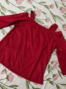 Red Cold Shoulder Top