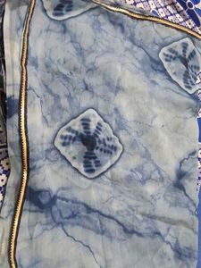 Stylish Blue Marble Print Saree