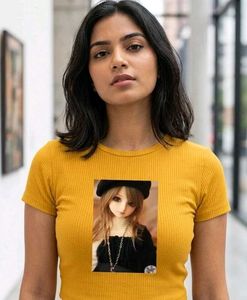 Yellow Graphic Crop Top