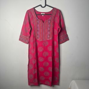 Pink Printed Kurta with dupatta