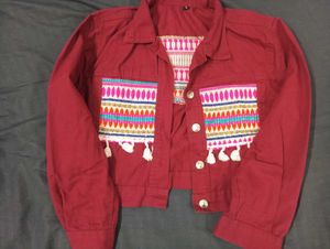 Boho Embroidered Red Jacket