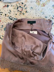 ZARA Satin Top with Lace Trim