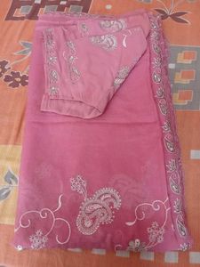 Beautiful Pink Embroidered Saree