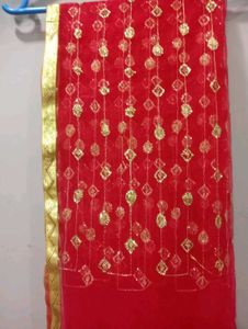 Bridal Red &amp; Gold Ghungatt