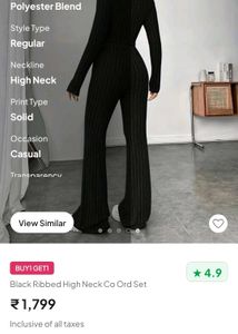 Black Ribbed Turtleneck Co-ord Set