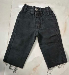 Gray Denim Shorts with "Original" Print