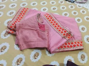 Elegant Pink saree with Floral Border