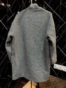 Chic Herringbone Wool Coat🩶🌸