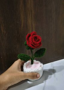 Crochet Rose Plant Decor