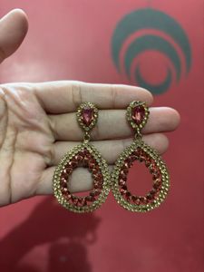 Pink &amp; Gold Statement Earrings