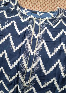 Stylish Blue Zigzag Print Kurta
