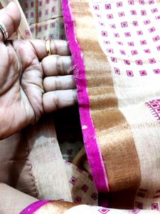 Vintage Pink &amp; Beige Saree With Fall &amp; Picco