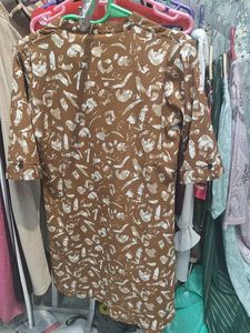 Brown &amp; White Print Shirt Dress