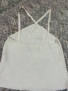 White Striped Crop Top