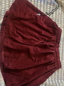 Maroon Velvet Skirt with Cross Charm
