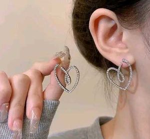 Heart Stud Earrings Rhinestone