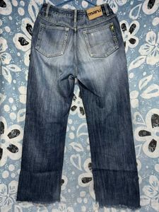 wide leg dark blue jeans