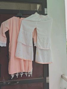 Peach Kurta with Bell Sleeves plazzo
