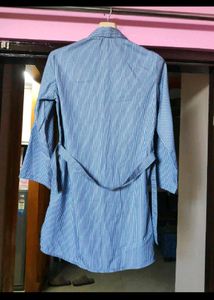 Blue Striped Embroidered Shirt
