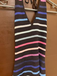 Striped Halter Neck Tank Top