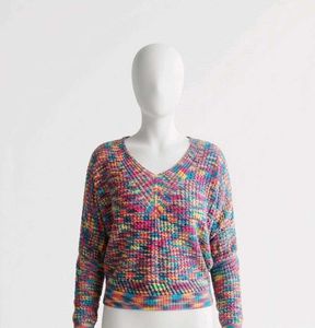 V-Neck Multi-Color Knit Sweater
