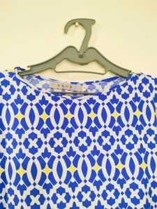 Blue Geometric Print Dress/Kurta