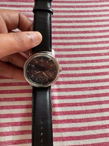 Titan Navy Leather Strap Watch
